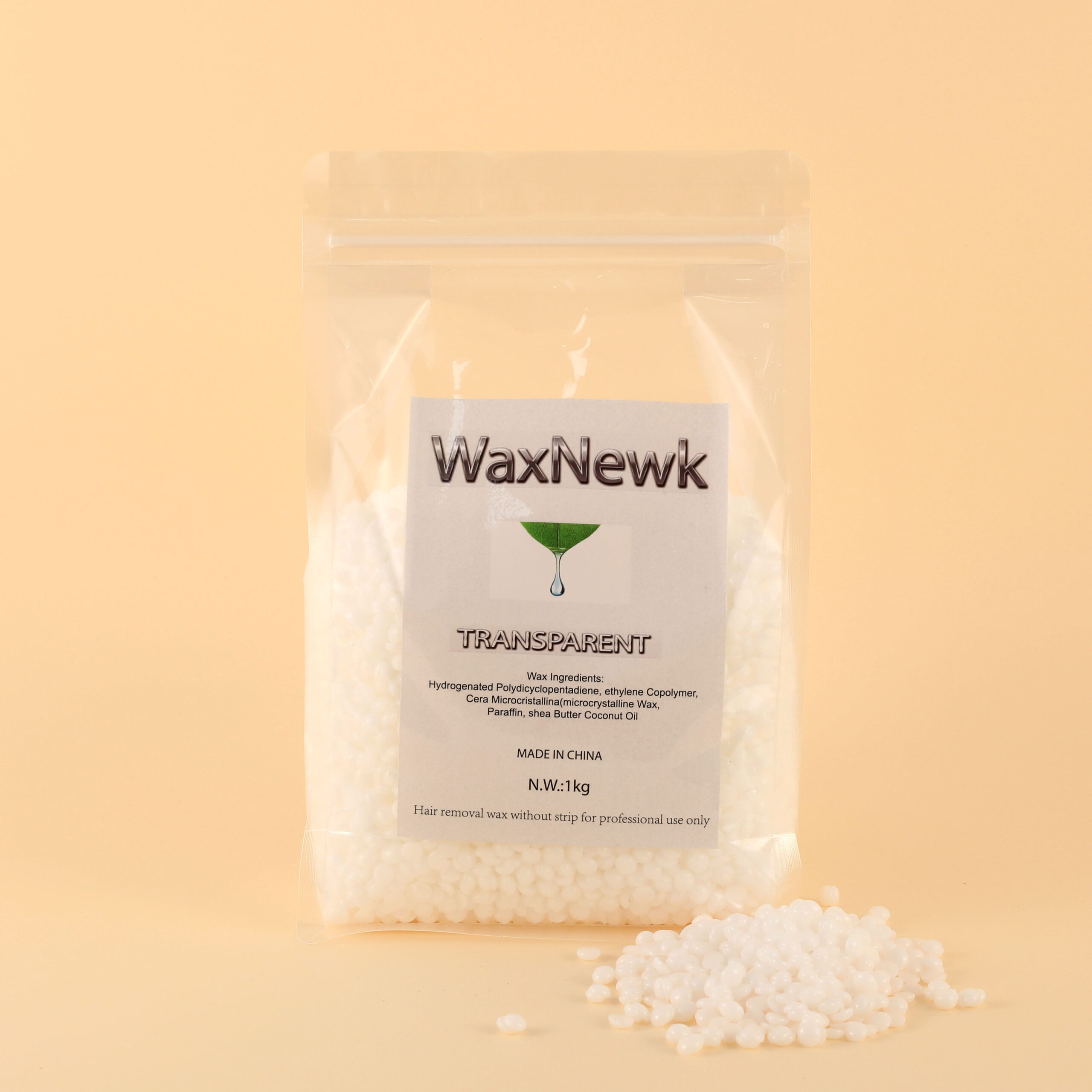 GY5A4987 WaxNewK wax factory sale 1kg 2.2LB rosin free clear transparent gel depilatrory wax bead - Image 1